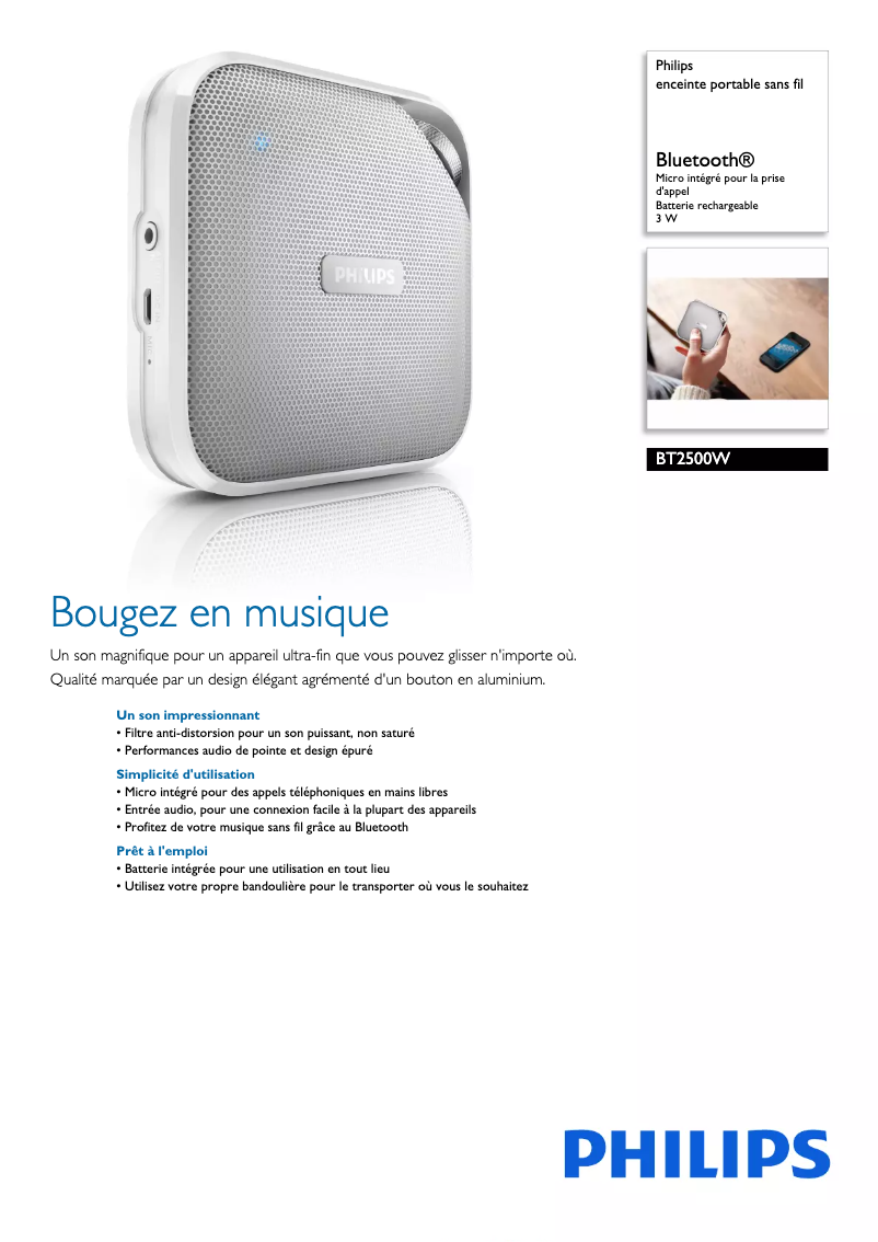 Image de la première page du manuel de l'appareil BT2500W