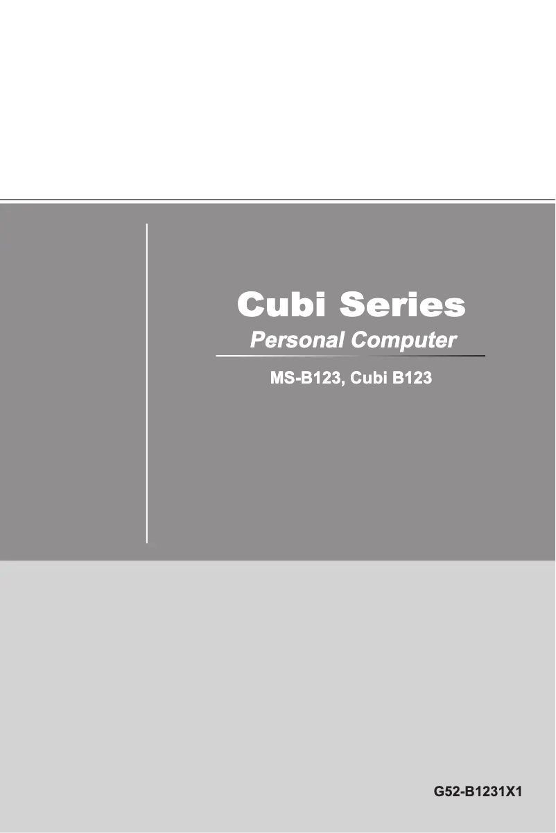 Page 1 de la notice Manuel utilisateur MSI Cubi 2 (Plus Vpro)-011XEU