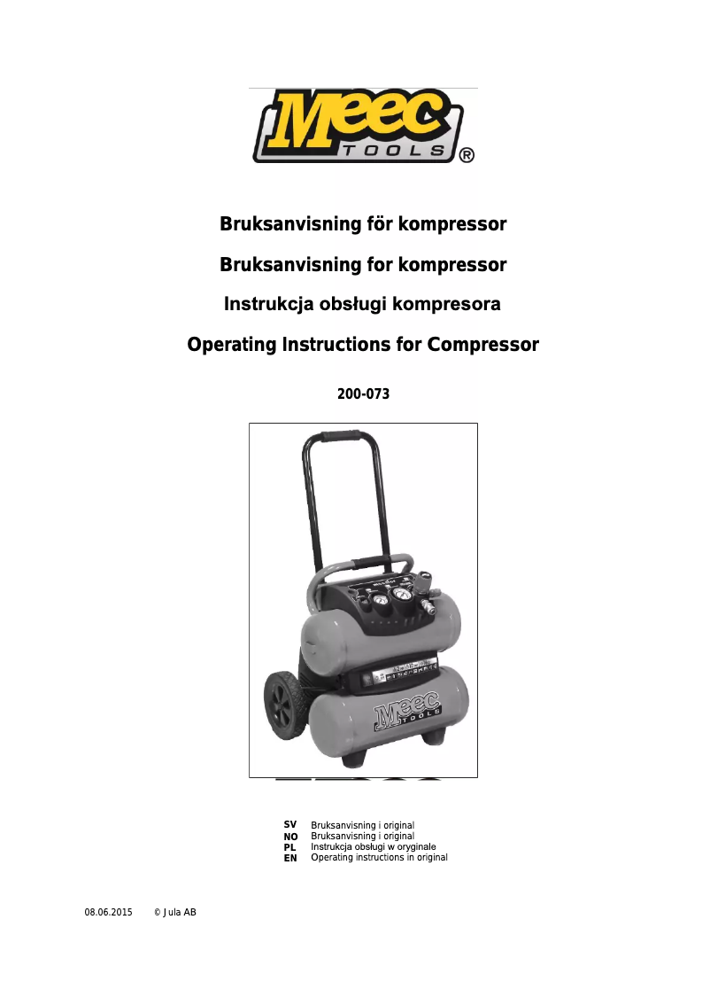 Page n°1 - Manuel utilisateur Meec Tools 200-073