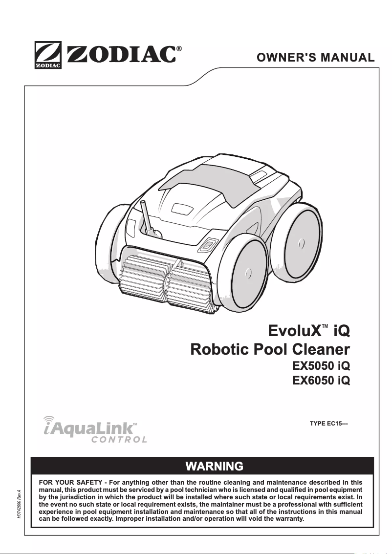 Page 1 de la notice Manuel utilisateur Zodiac EvoluX EX5050 iQ