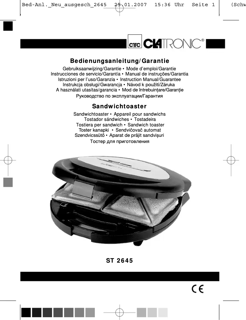 Page n°1 - Manuel utilisateur Clatronic ST 2645