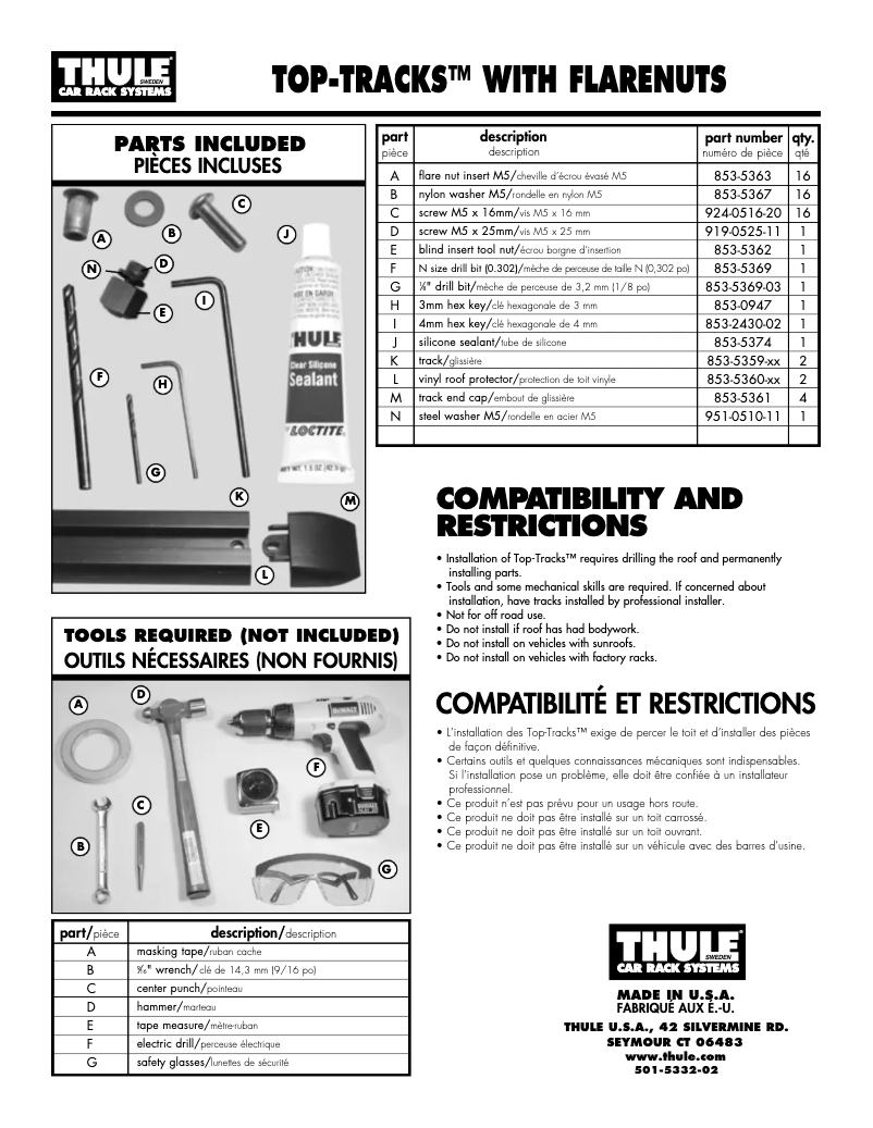 Page n°1 - Manuel utilisateur Thule Top Tracks 42"