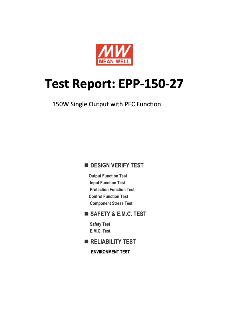 Page n°1 - Fiche technique Mean Well EPP-150-27