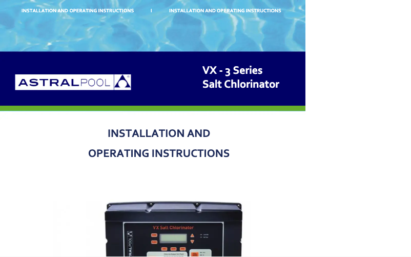 Page n°1 - Manuel utilisateur AstralPool VX 9T