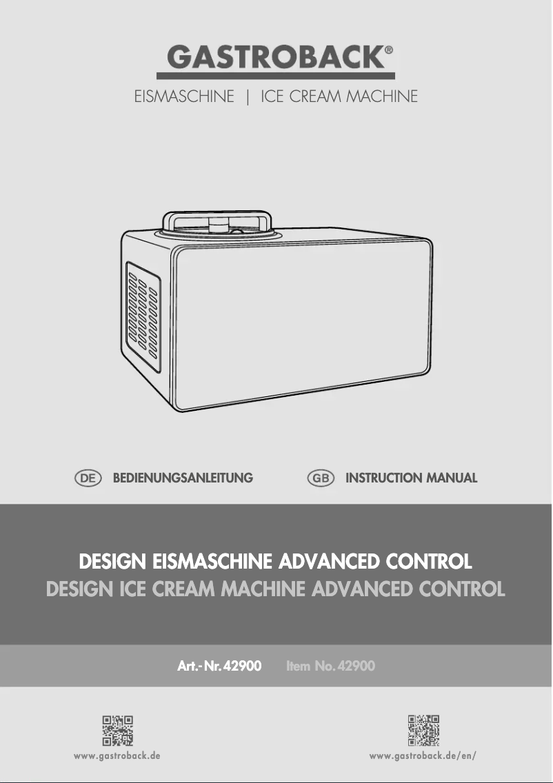 Page 1 de la notice Manuel utilisateur Gastroback Advanced Control 42900
