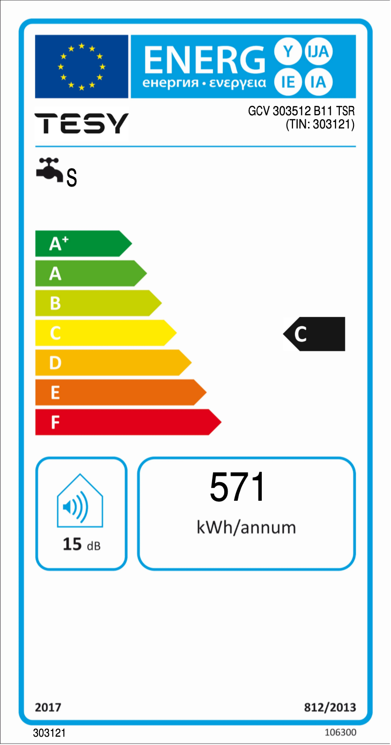 Page 1 de la notice Label énergétique Tesy BiLight Slim 30