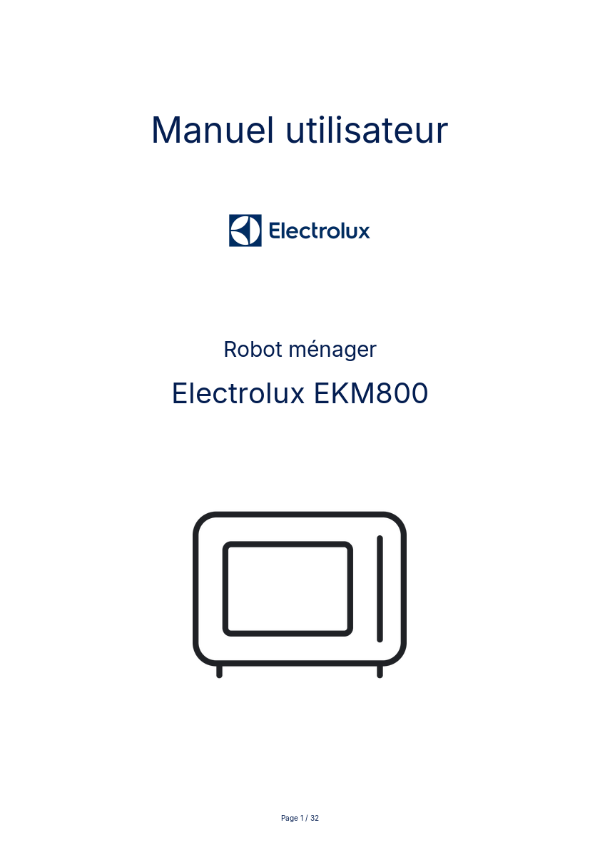 Page n°1 - Manuel utilisateur Electrolux EKM800