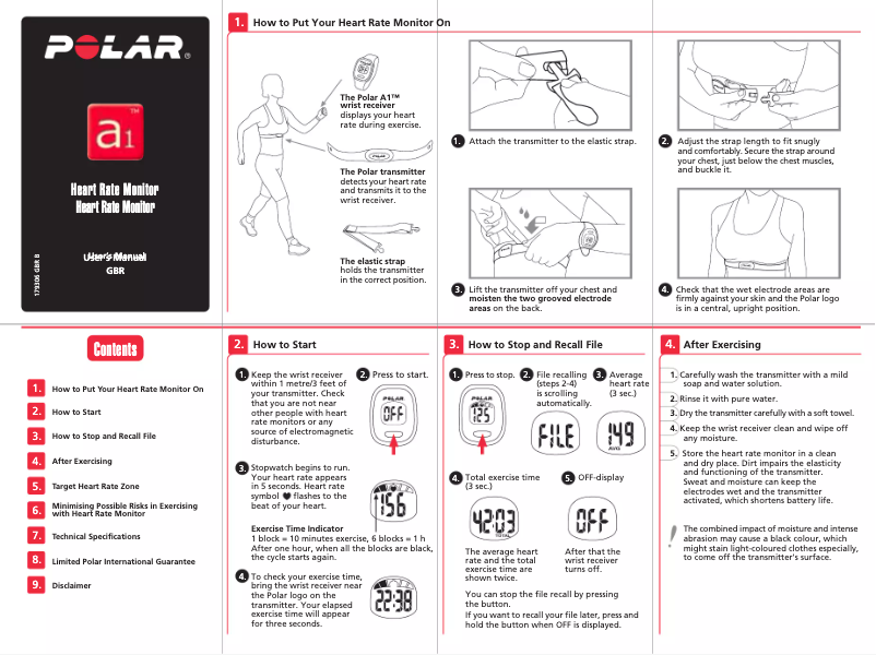 Page 1 de la notice Manuel utilisateur Polar A1