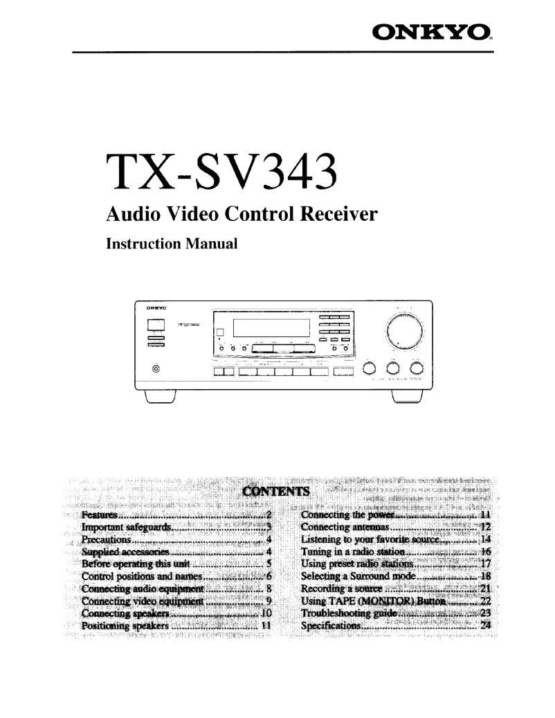 Page 1 de la notice Manuel utilisateur Onkyo TX-SV343