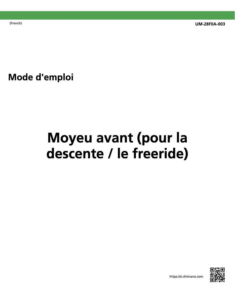 Page 1 de la notice Manuel utilisateur Shimano HB-M640