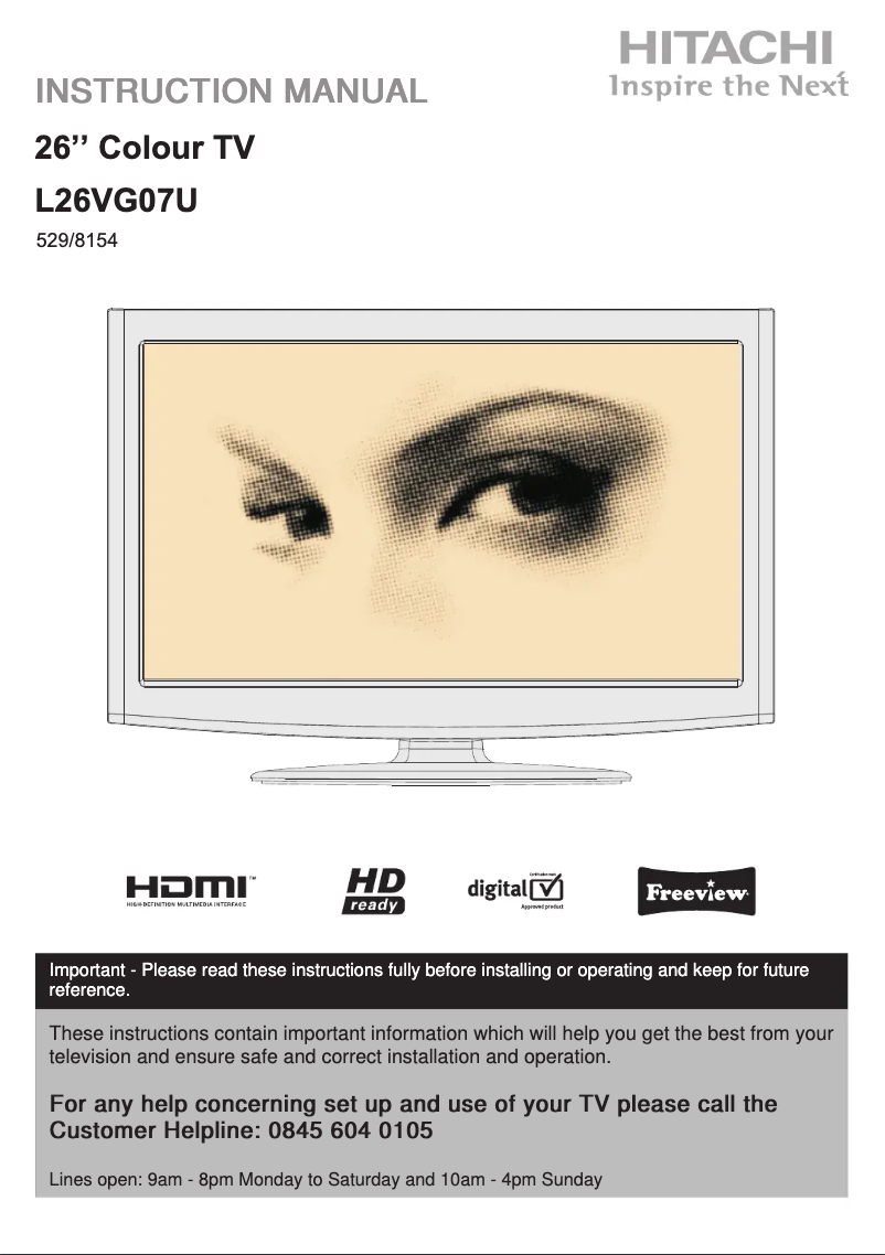 Page 1 de la notice Manuel utilisateur Hitachi L26VG07U