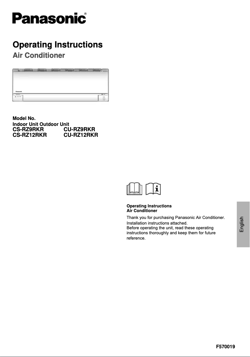 Page n°1 - Manuel utilisateur Panasonic CU-RZ12RKR