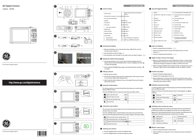 Page 1 de la notice Manuel utilisateur GE J1470S
