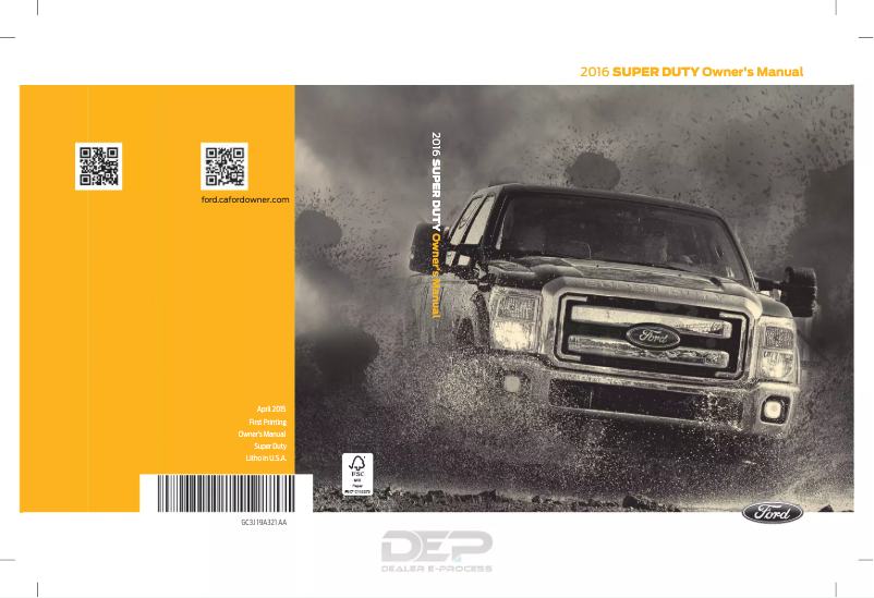 Page n°1 - Manuel utilisateur Ford F-450 Super Duty (2016)