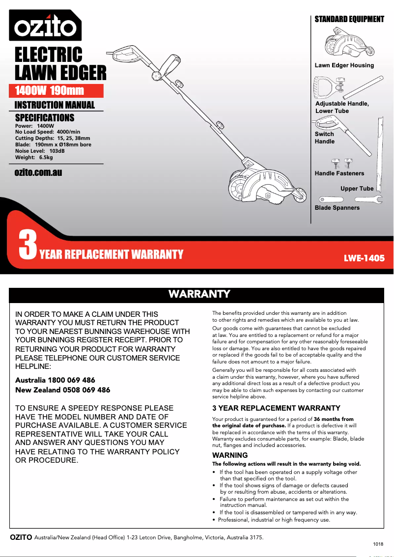 Image de la première page du manuel de l'appareil LWE-1405
