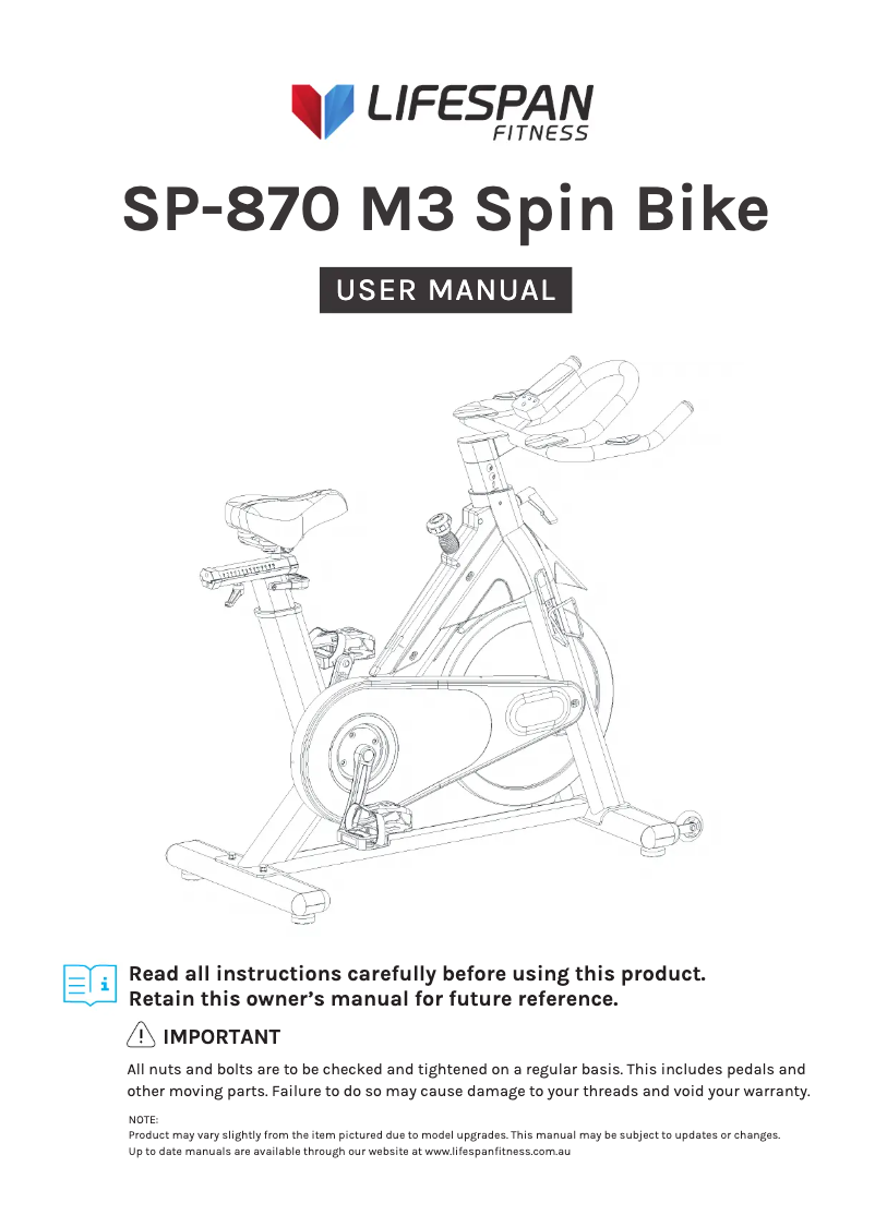 Page n°1 - Manuel utilisateur LifeSpan SP-870 M3