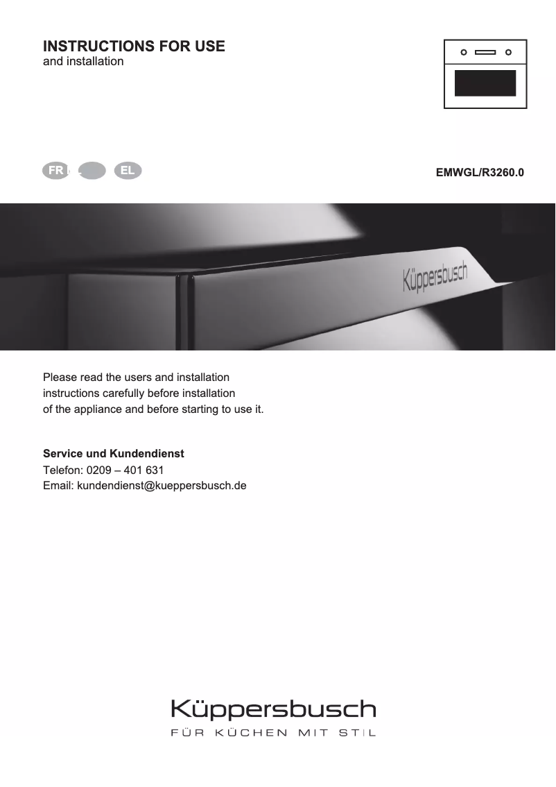 Page n°1 - Manuel utilisateur Küppersbusch EMWGL/R 3260.0
