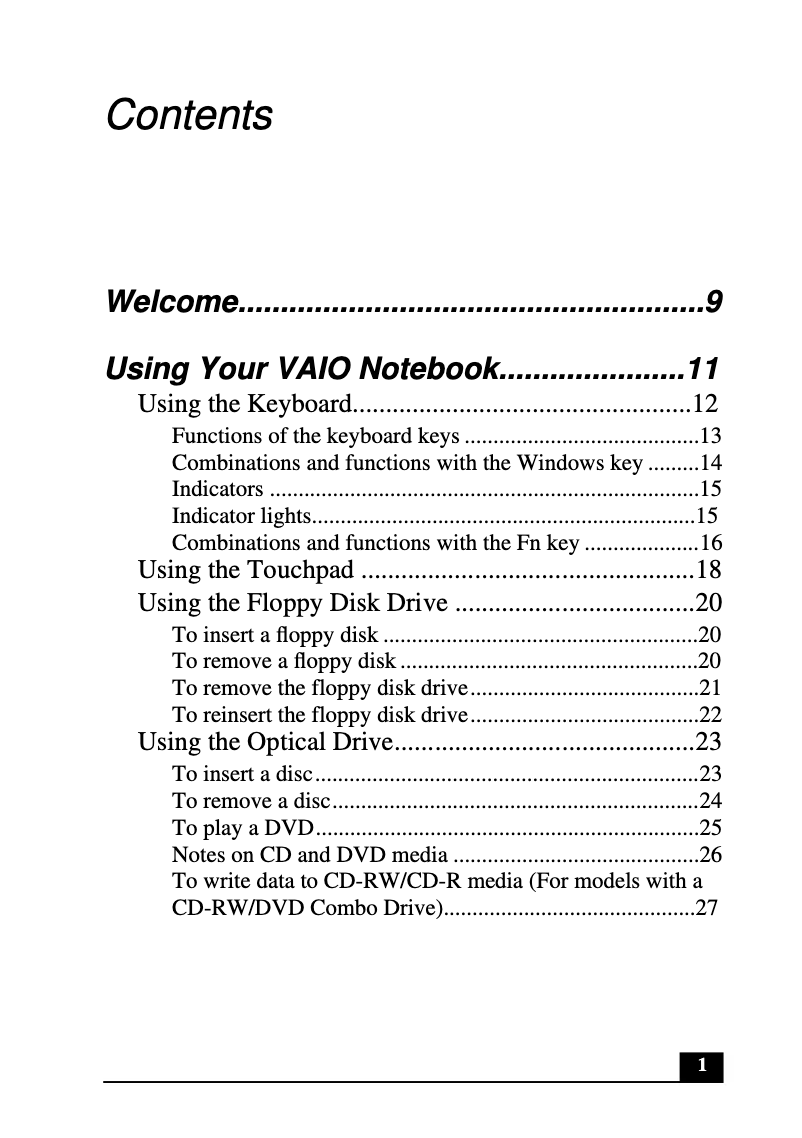 Página 1 del manual Manual de usuario Sony Vaio PCG-FX340K