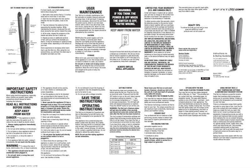 Page 1 de la notice Manuel utilisateur Conair CS207N