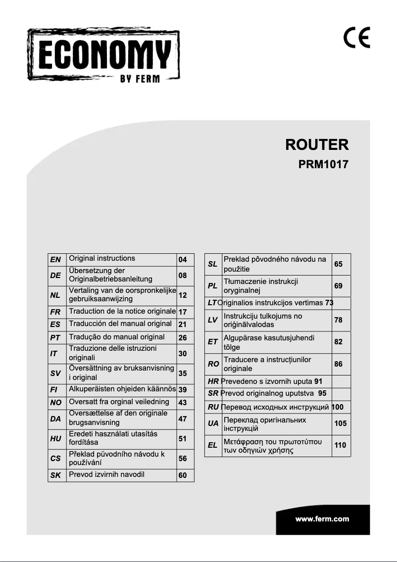 Page n°1 - Manuel utilisateur Ferm PRM1017