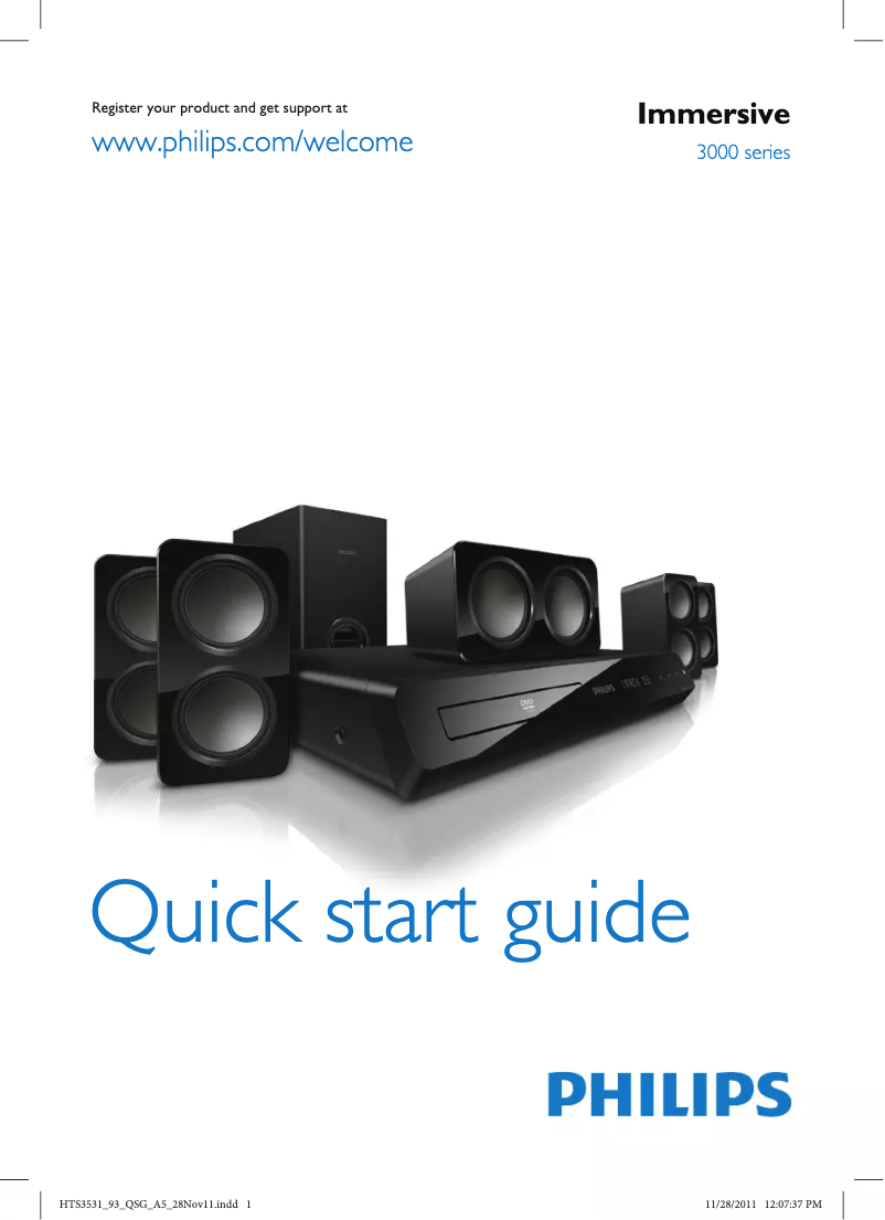 Page 1 de la notice Guide de démarrage rapide Philips HTS3531