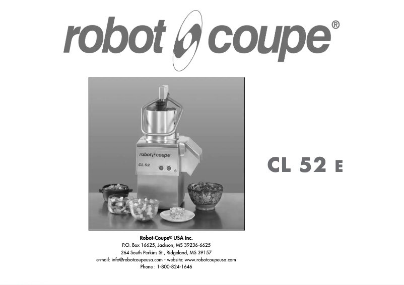 Page n°1 - Manuel utilisateur Robot Coupe CL 52 E