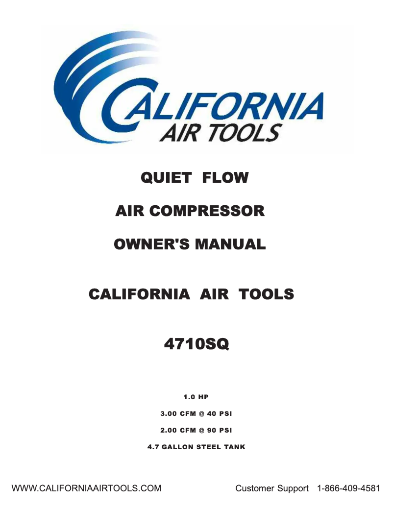 Page 1 de la notice Manuel utilisateur California Air Tools 4710SQ
