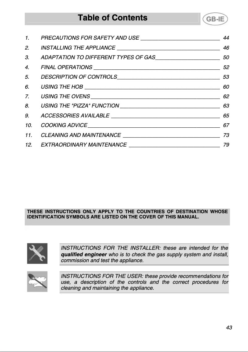 Page 1 de la notice Manuel utilisateur Smeg A5-6