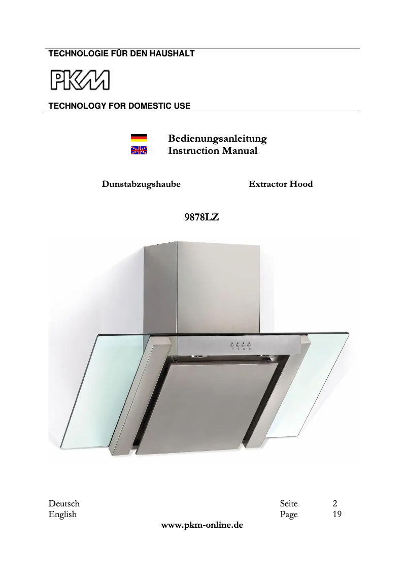 Page 1 de la notice Manuel utilisateur PKM 9878 LZ