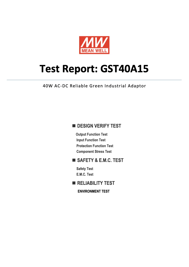 Page 1 de la notice Fiche technique Mean Well GST40A15-P1J
