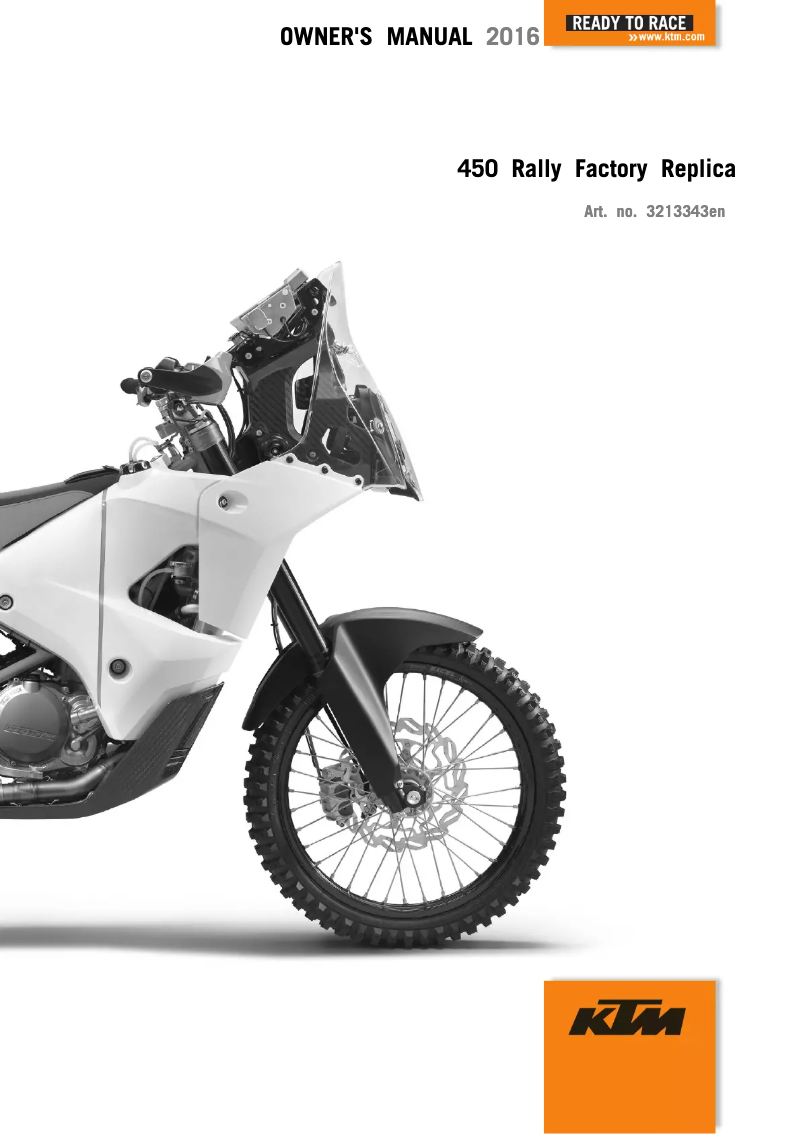 Image de la première page du manuel de l'appareil 450 Rally Factory Replica (2016)