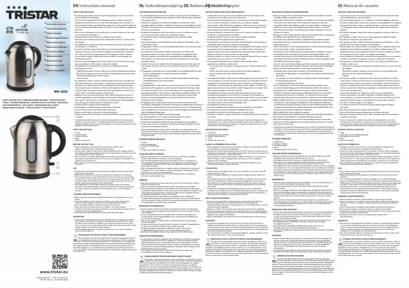 Page 1 de la notice Manuel utilisateur TriStar WK-3220