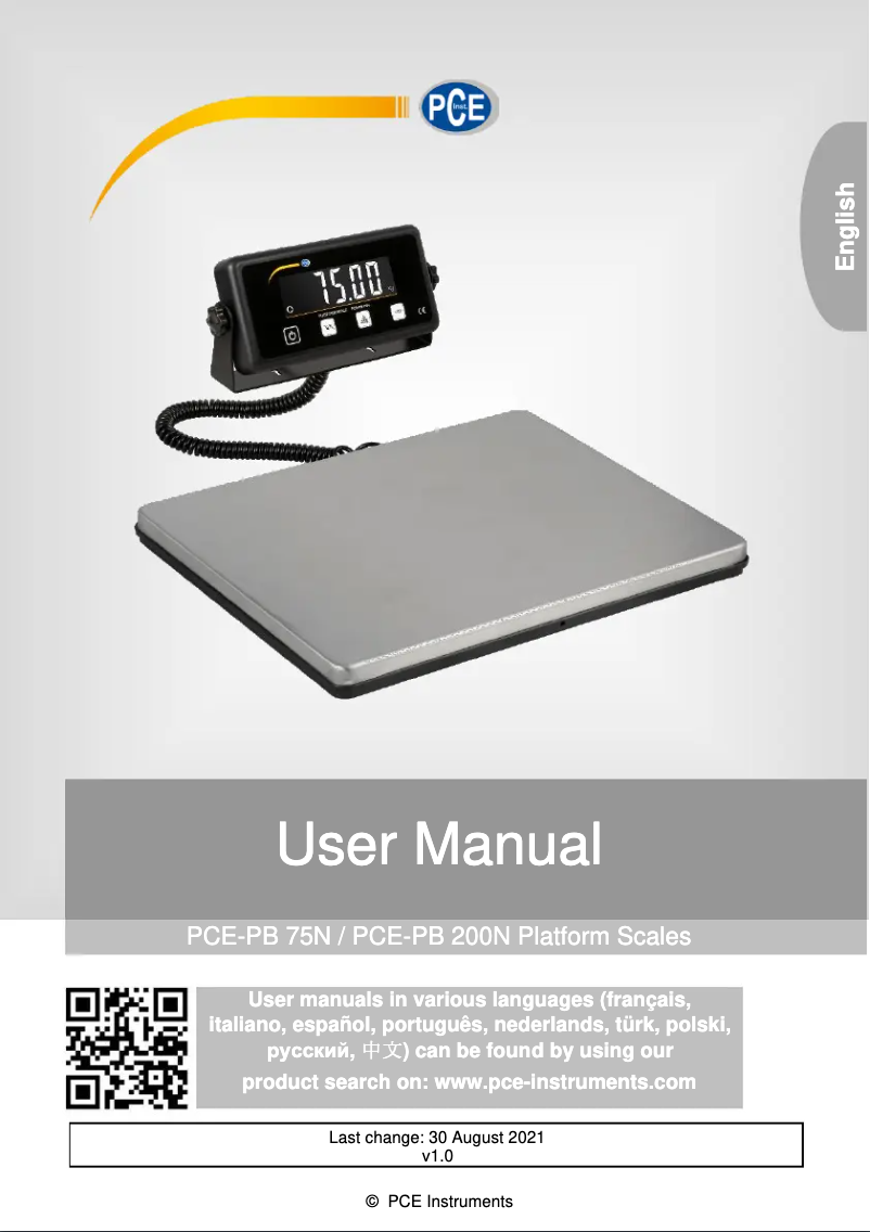Page n°1 - Manuel utilisateur PCE Instruments PCE-PB 200N