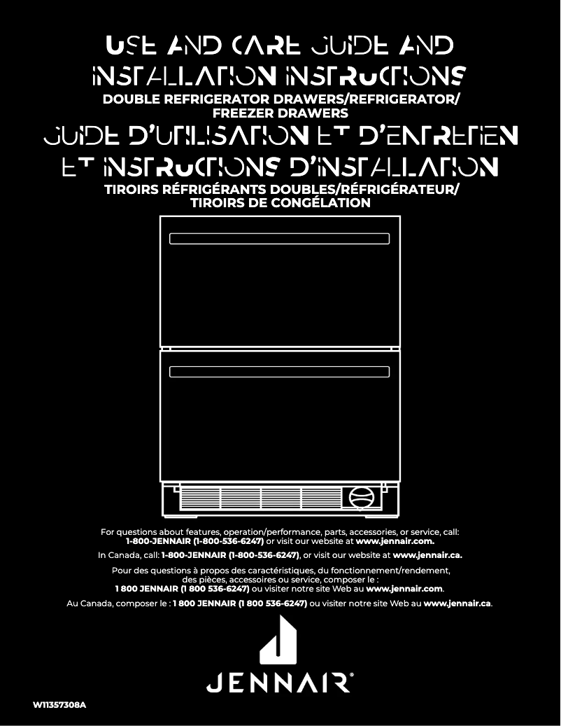 Page 1 de la notice Guide d'installation JennAir JUCFP242HX