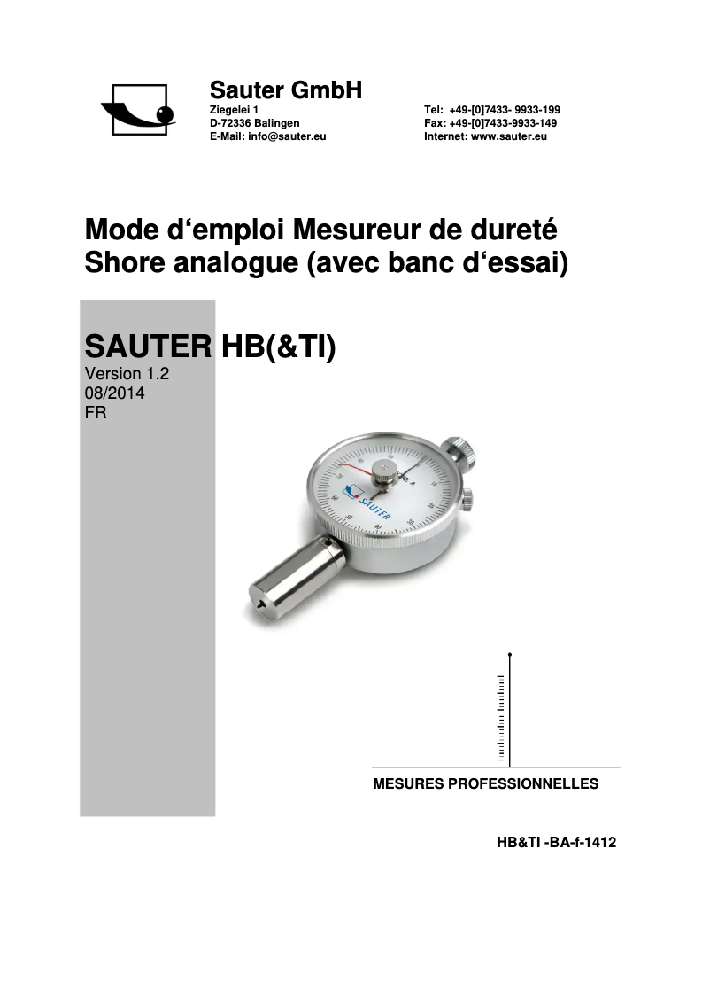 Image de la première page du manuel de l'appareil HBA 100-0
