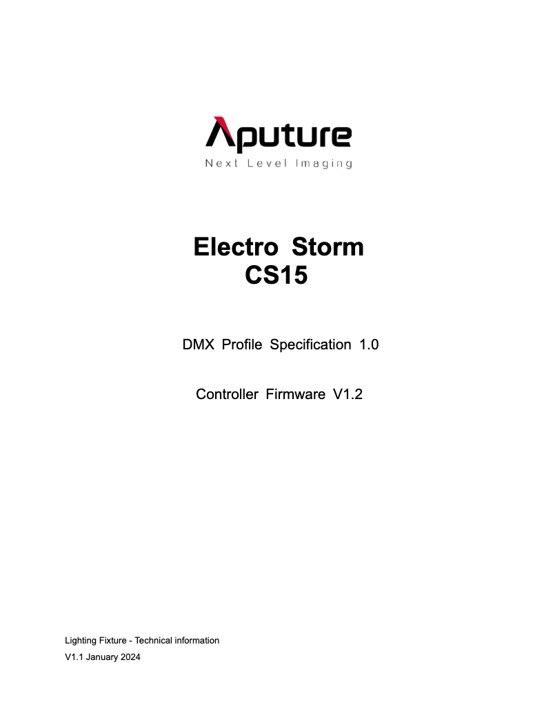 Page 1 de la notice Fiche technique Aputure Electro Storm CS15