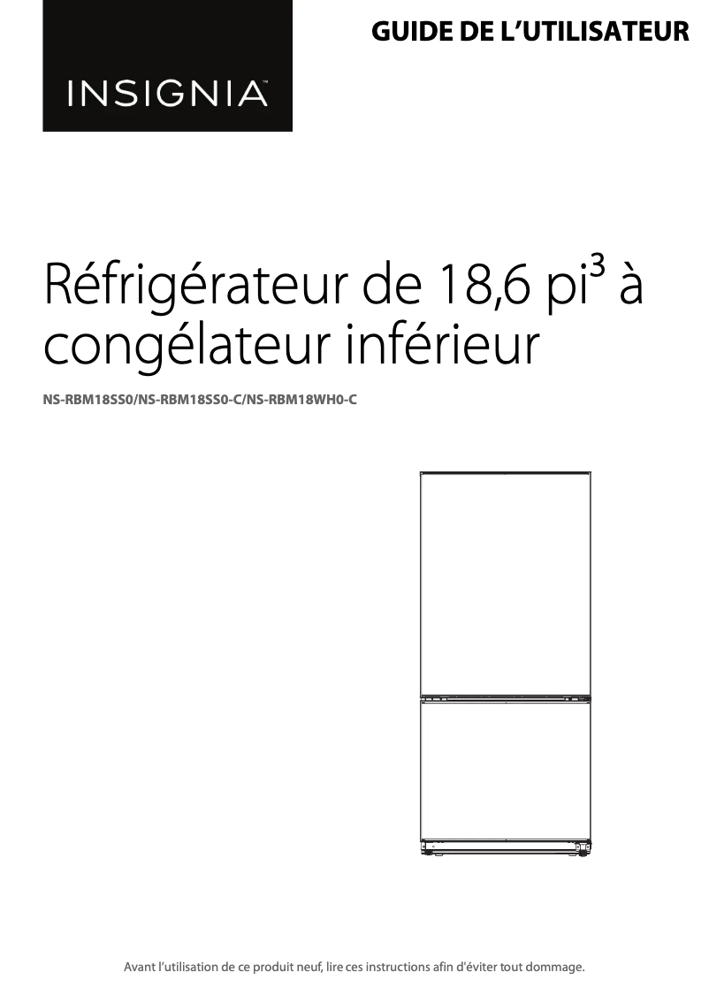 Page 1 de la notice Manuel utilisateur Insignia NS-RBM18SS0
