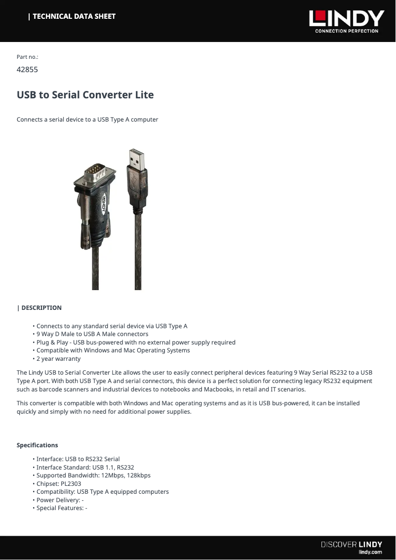 Page n°1 - Manuel utilisateur Lindy 42855