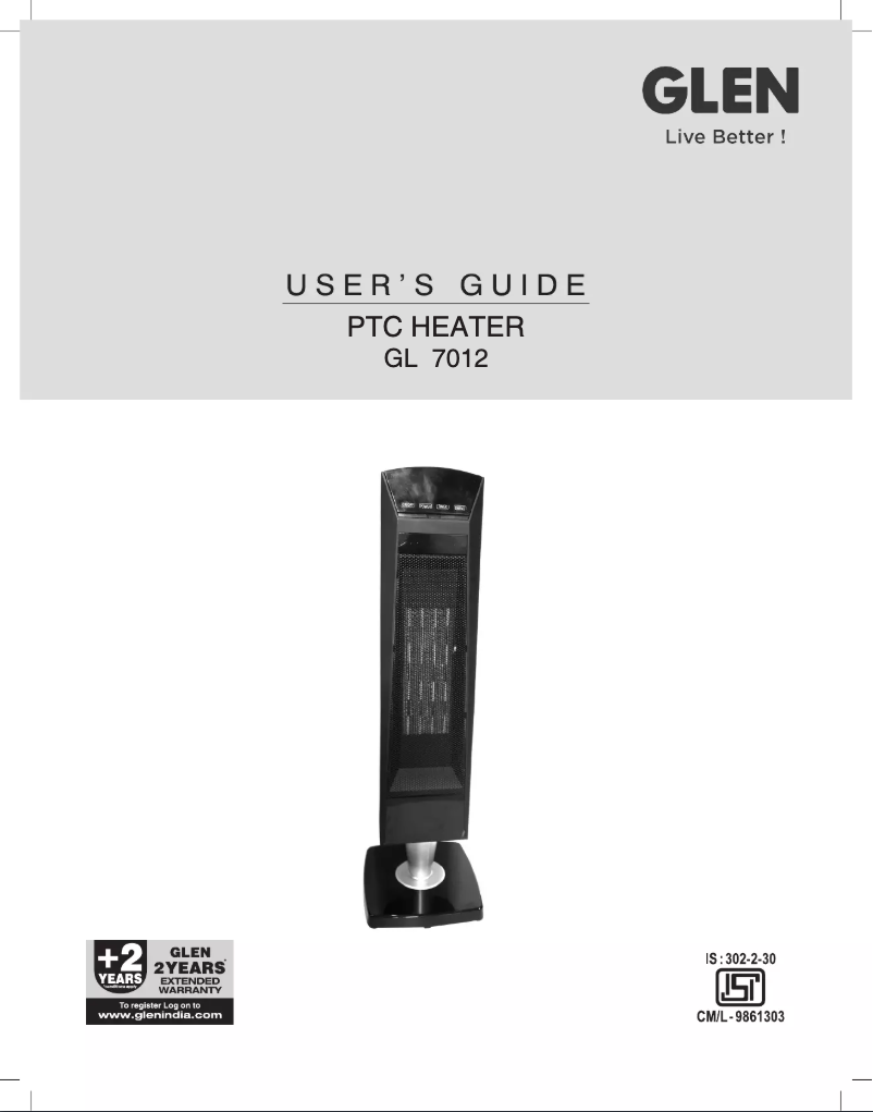 Page n°1 - Manuel utilisateur Glen GL 7012