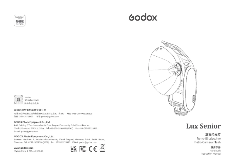 Page 1 of the manual User Manual Godox Lux Senior