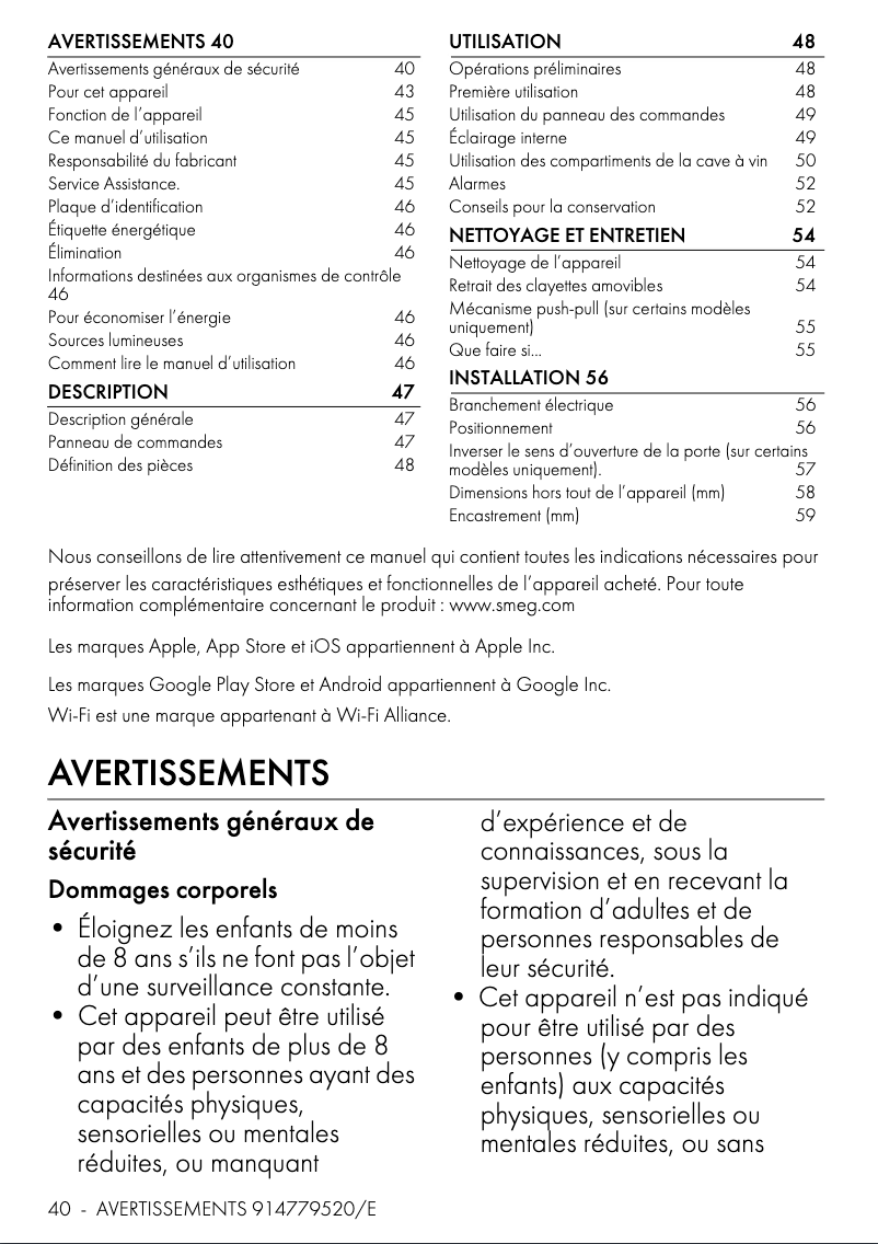 Page n°1 - Manuel utilisateur Smeg CVI121G