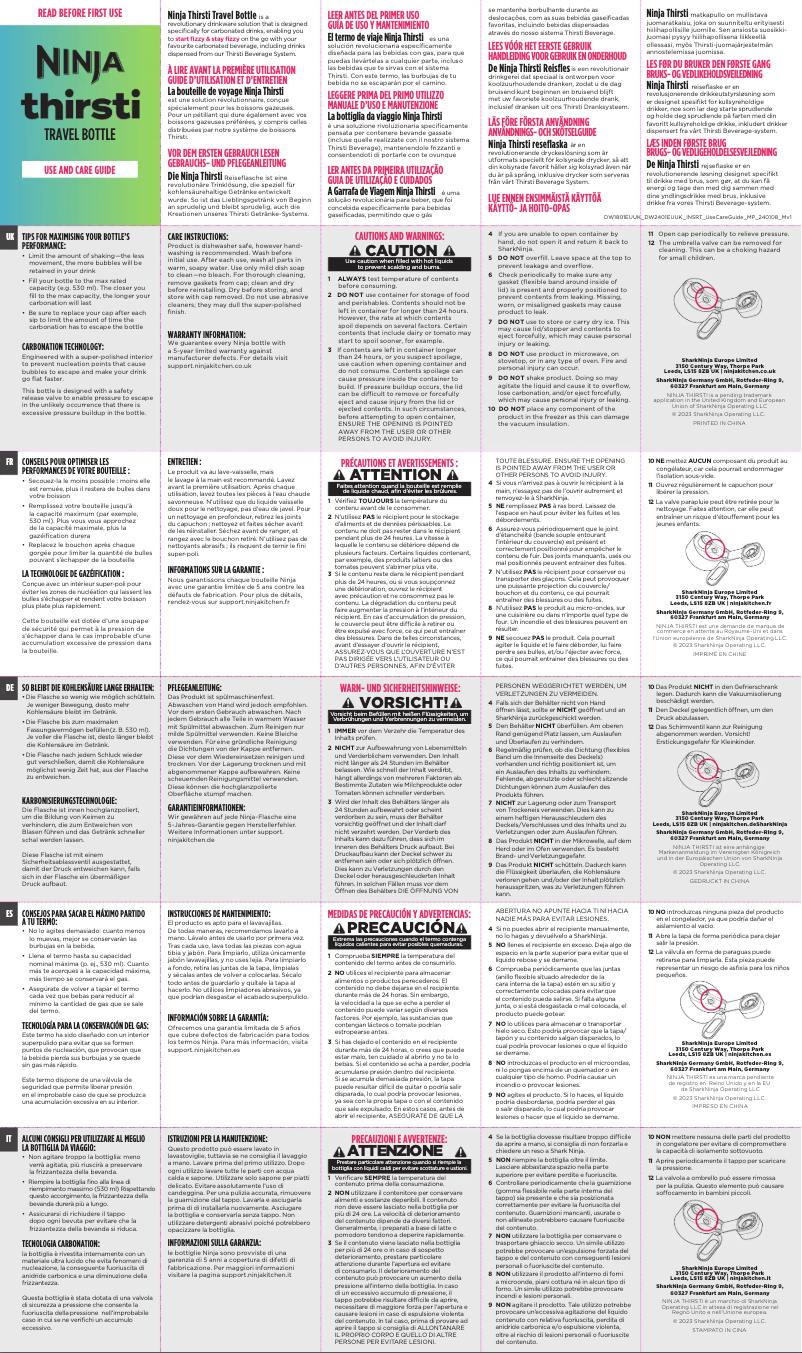 Image de la première page du manuel de l'appareil Thirsti