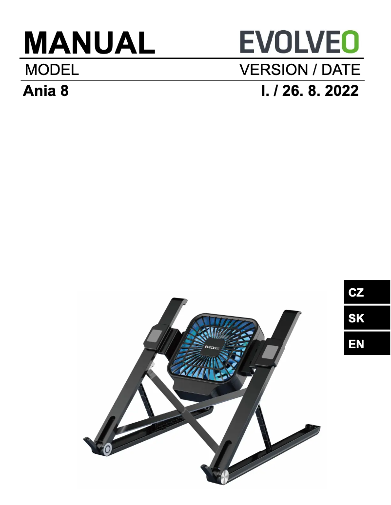 Page 1 de la notice Manuel utilisateur Evolveo Ania 8