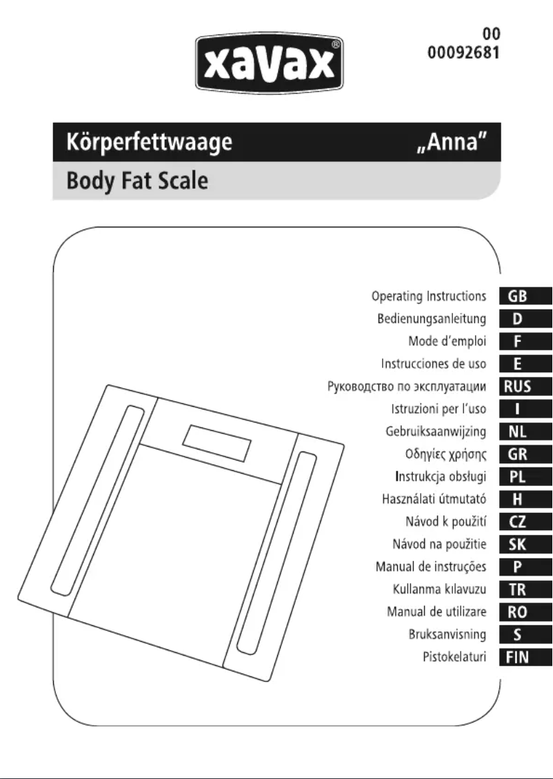 Page n°1 - Manuel utilisateur Xavax Anna