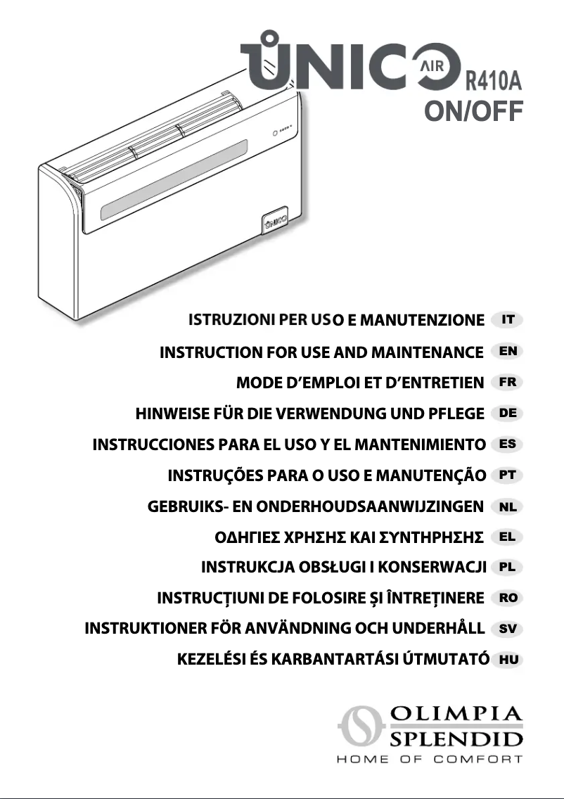 Imagen de la primera página del manual del dispositivo Unico Air 8 HP