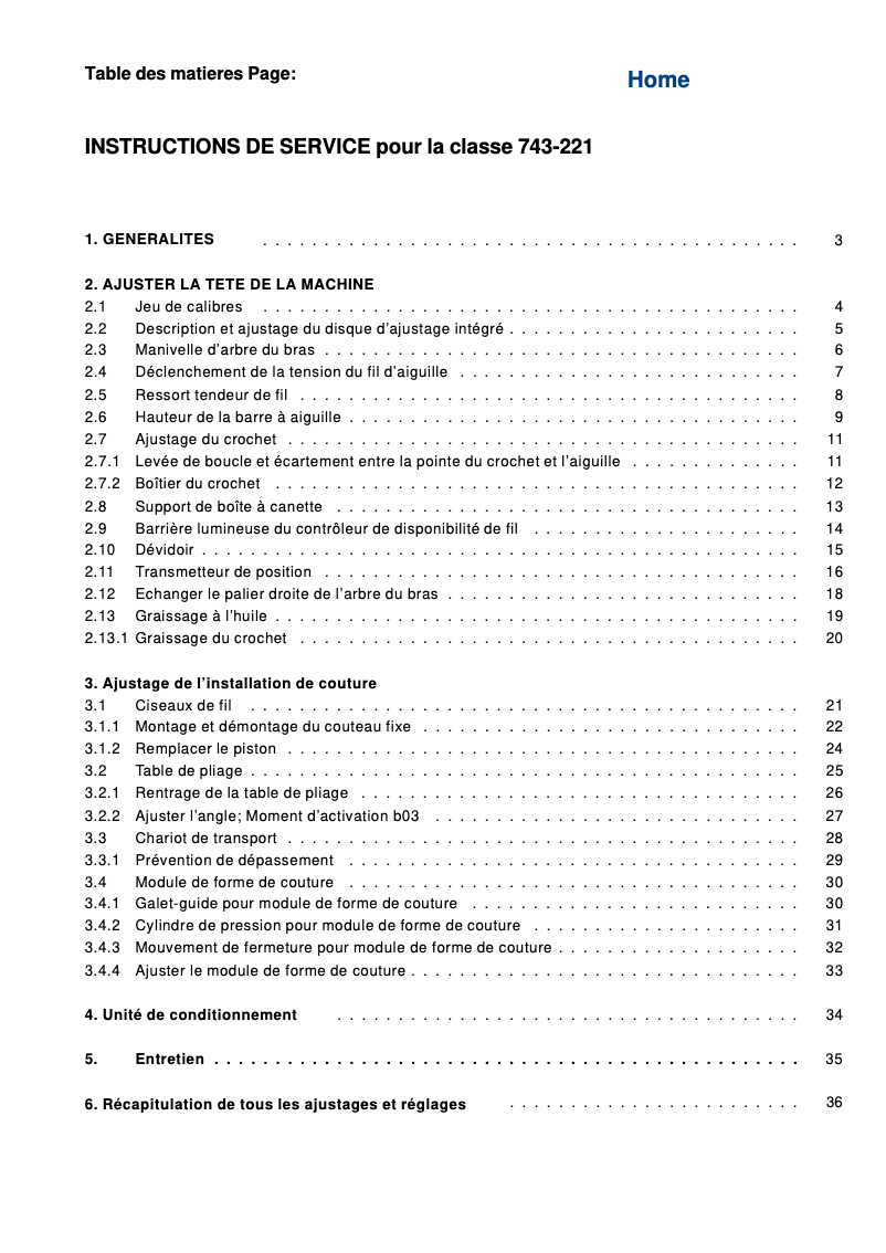Page 1 de la notice Manuel utilisateur Dürkopp Adler 743