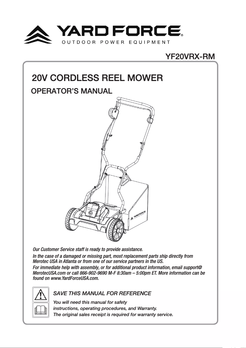 Page n°1 - Manuel utilisateur Yard Force YF20VRX-RM