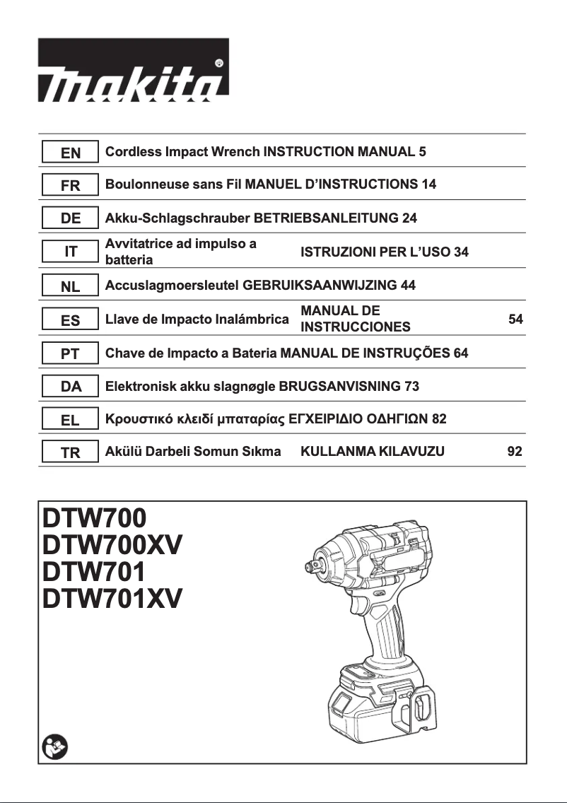 Page n°1 - Manuel utilisateur Makita DTW701Z
