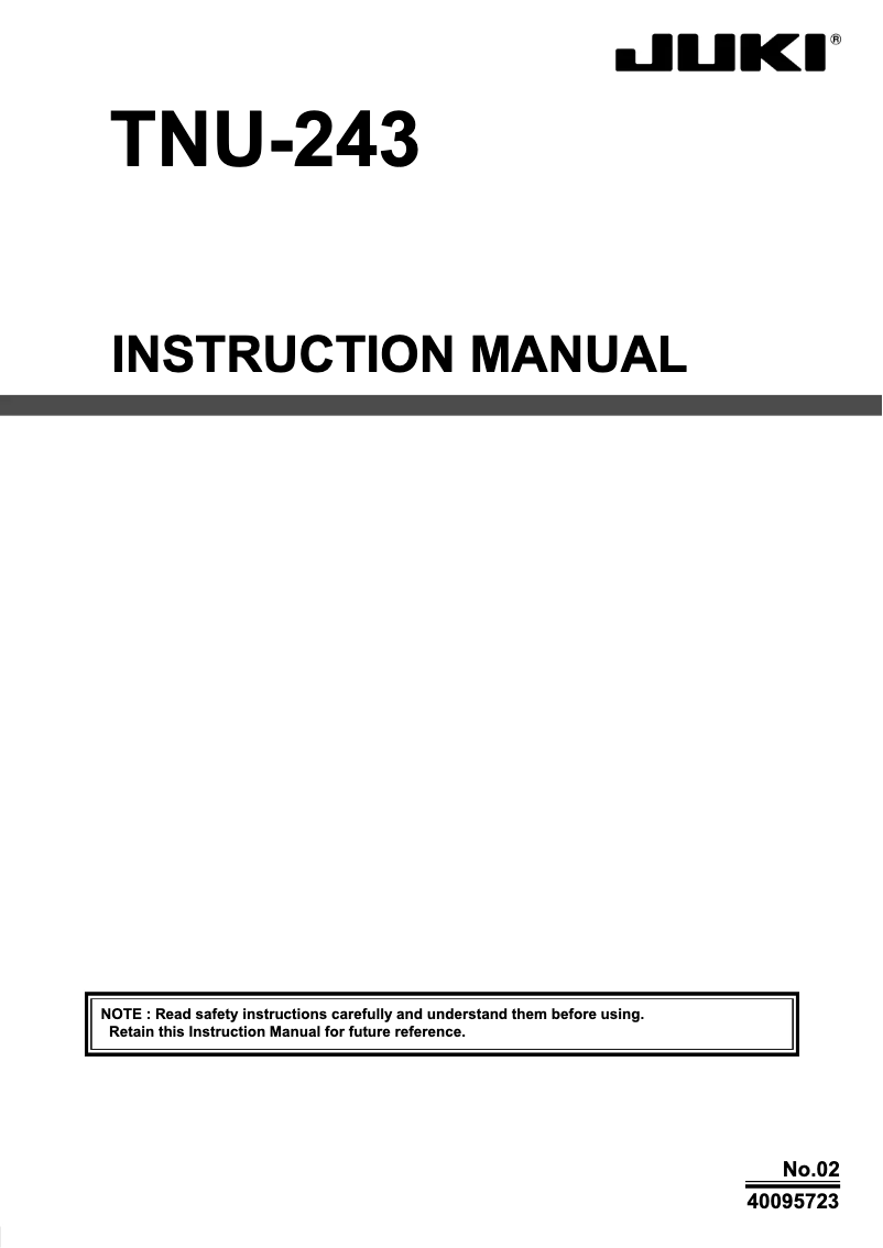 Page n°1 - Manuel utilisateur Juki TNU-243