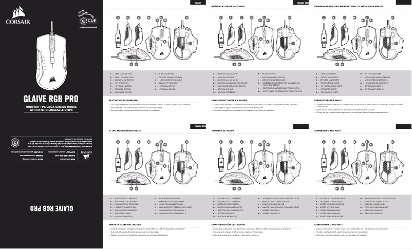 Page 1 de la notice Manuel utilisateur Corsair Glaive RGB PRO